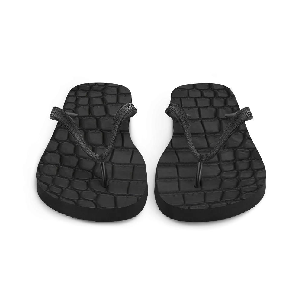 Black Crocodile Flip Flop