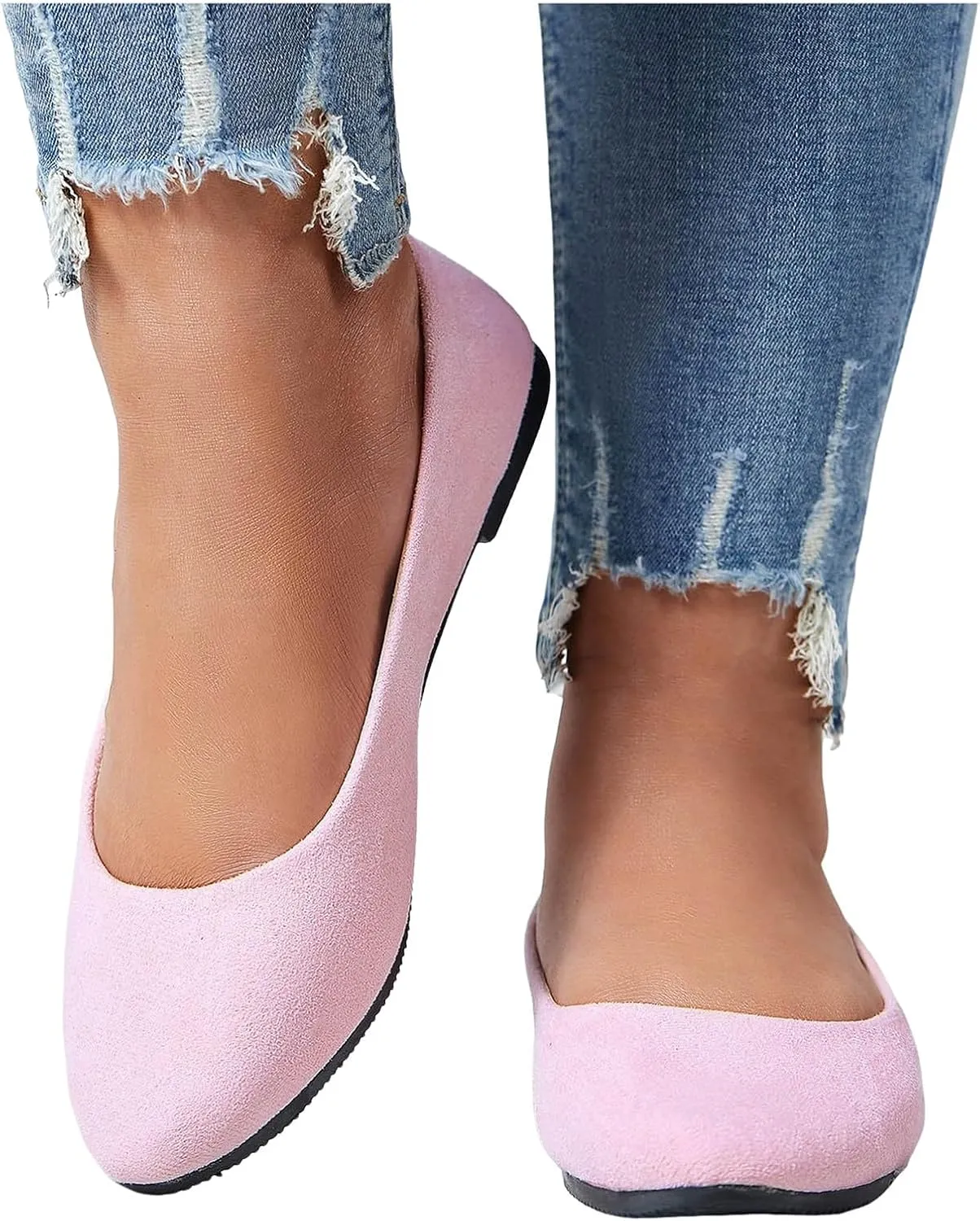 Black Flats for Women Dressy Pointed Toe Ballet Flats Comfortable Classic Flat Shoes for Women Faux Suede Walking Flats Shoes