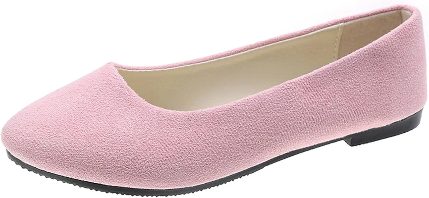 Black Flats for Women Dressy Pointed Toe Ballet Flats Comfortable Classic Flat Shoes for Women Faux Suede Walking Flats Shoes