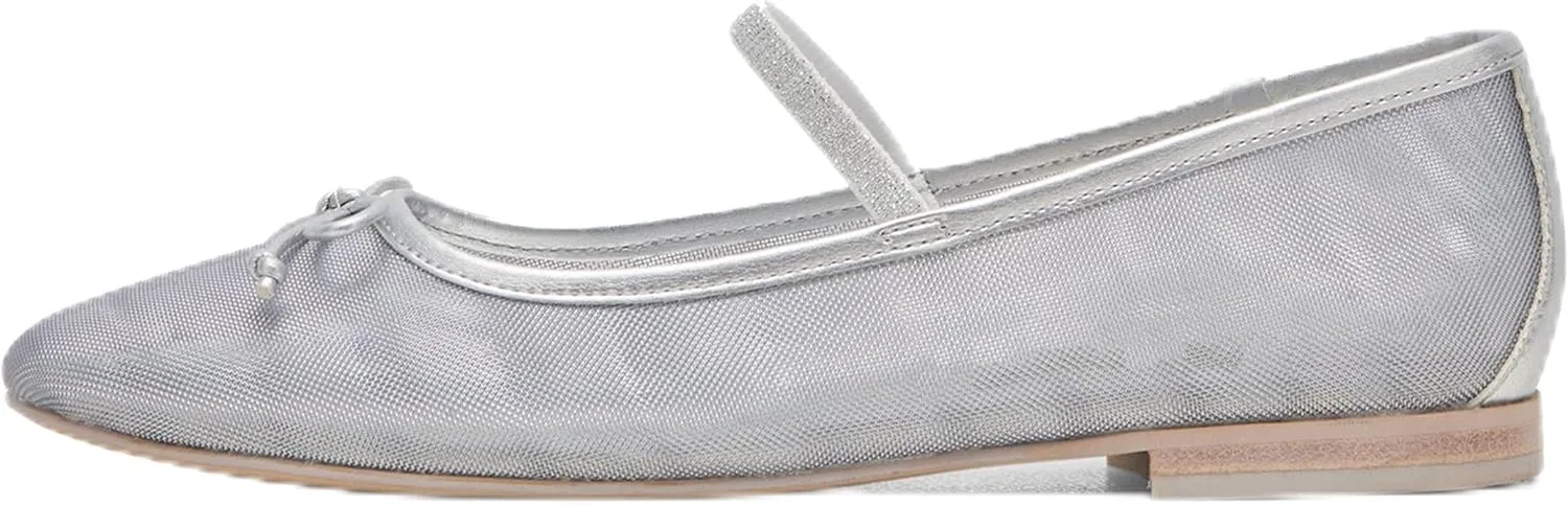 Black Mesh Flats for Women Breathable Mesh Ballet Flats with Cute Bows, Dressy Fishnet Shoes with Round Toe for Comfort and Style Size 11