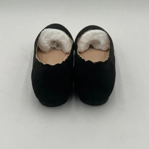 Black Suede Classic Round Toe Ballet Flats Wave Low Heel Flat Casual Shoes