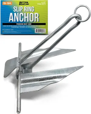 Boat Anchor with Slip Ring, Fluke Design for Pontoon, Jon Boat, or Small Boats, Galvanized Steel Marine Grade, Suitable in Sea and Lake, 5 lb Anchor for Boats