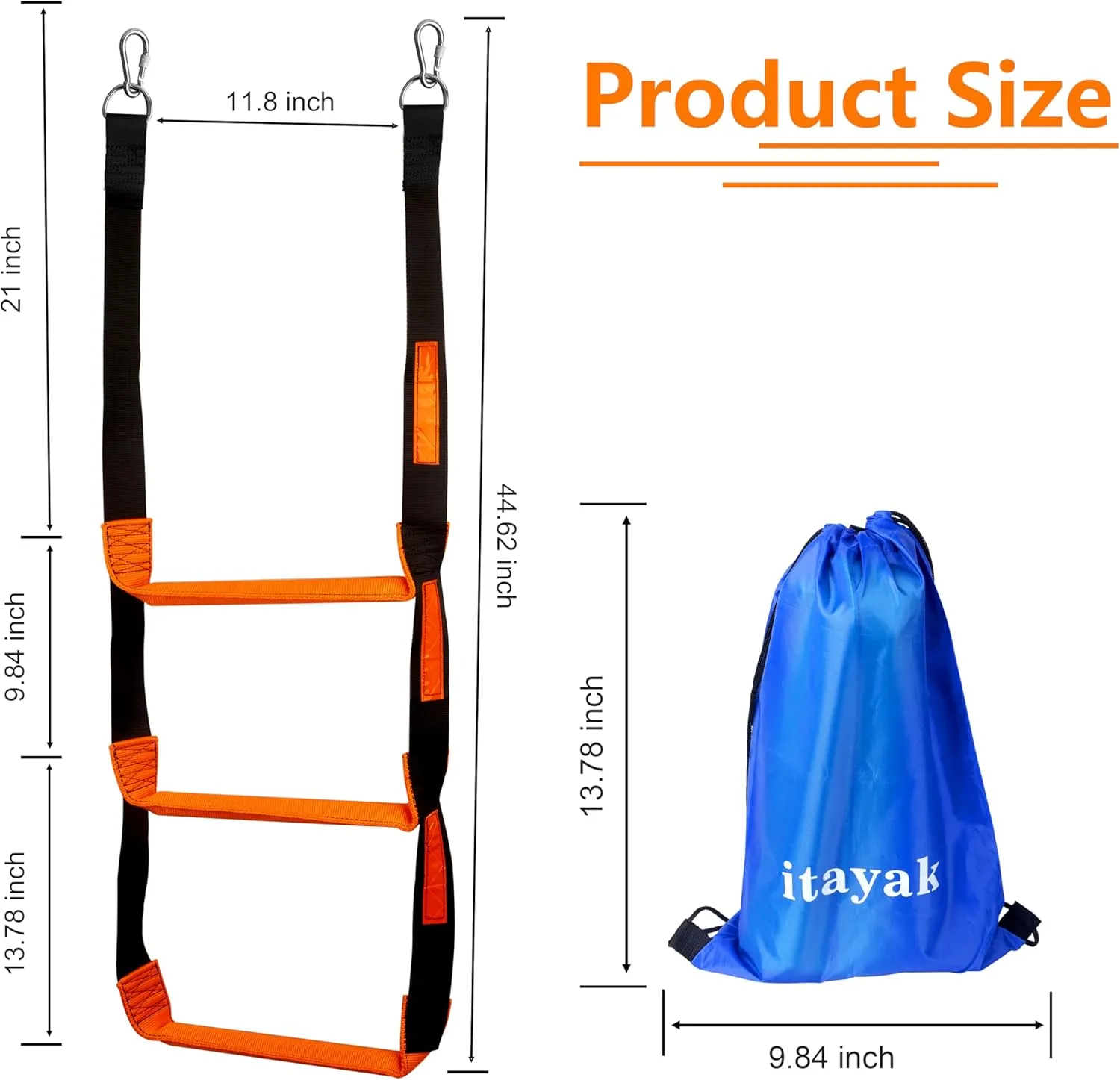 Boat Rope Ladder, 3 Step Heavy Duty 880lbs Strength Climbing Marine Rope Ladder with Reinforced Steps, Perfect for Inflatable Boat, Kayak, Motorboat, Canoeing