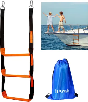 Boat Rope Ladder, 3 Step Heavy Duty 880lbs Strength Climbing Marine Rope Ladder with Reinforced Steps, Perfect for Inflatable Boat, Kayak, Motorboat, Canoeing