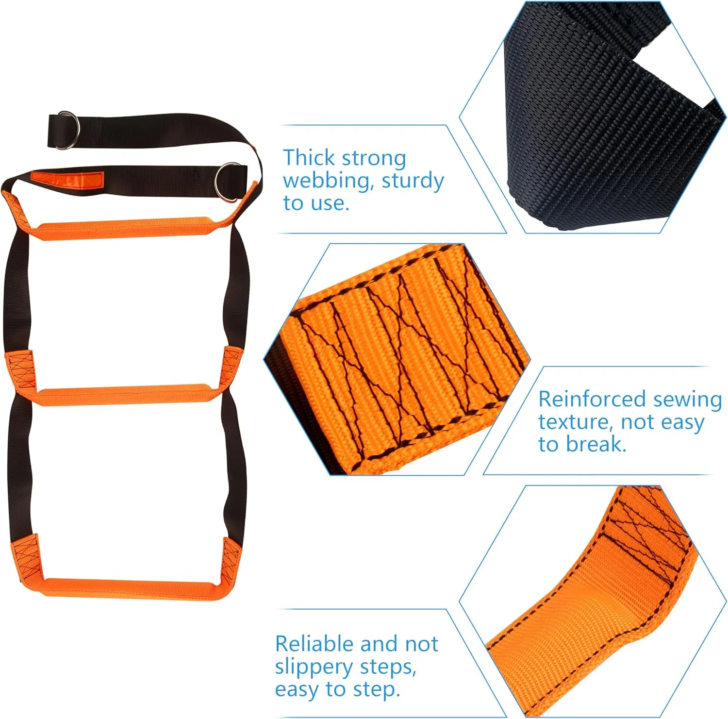 Boat Rope Ladder, 3 Step Heavy Duty 880lbs Strength Climbing Marine Rope Ladder with Reinforced Steps, Perfect for Inflatable Boat, Kayak, Motorboat, Canoeing
