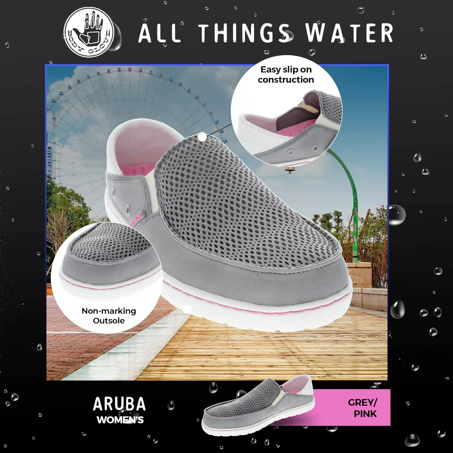 Body Glove Womens Boat Shoes, Aruba Water Shoes, Women's Water Shoes, Fishing Shoes, Casual Shoes, Womens Mesh and Canvas Slip on Shoes