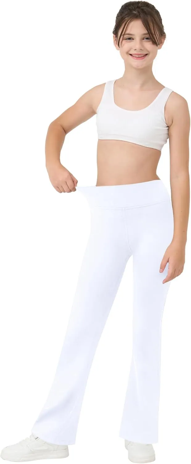 Bootcut Leggings for Girls High Waist Soft Stretch Women Yoga Pants Teen Dance Running Black Pink Dark Blue Maroon White
