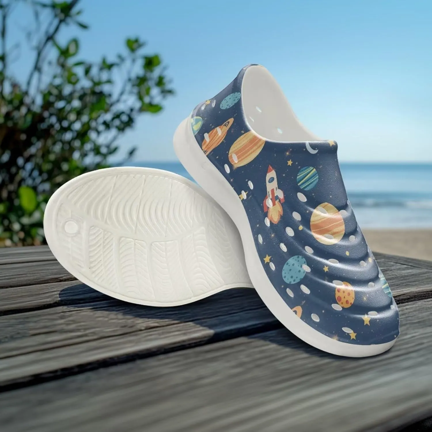 Boys and Girls Lightweight Slip On Sneaker Water Sandals Cartoon Print Garden Clogs for Beach Pool