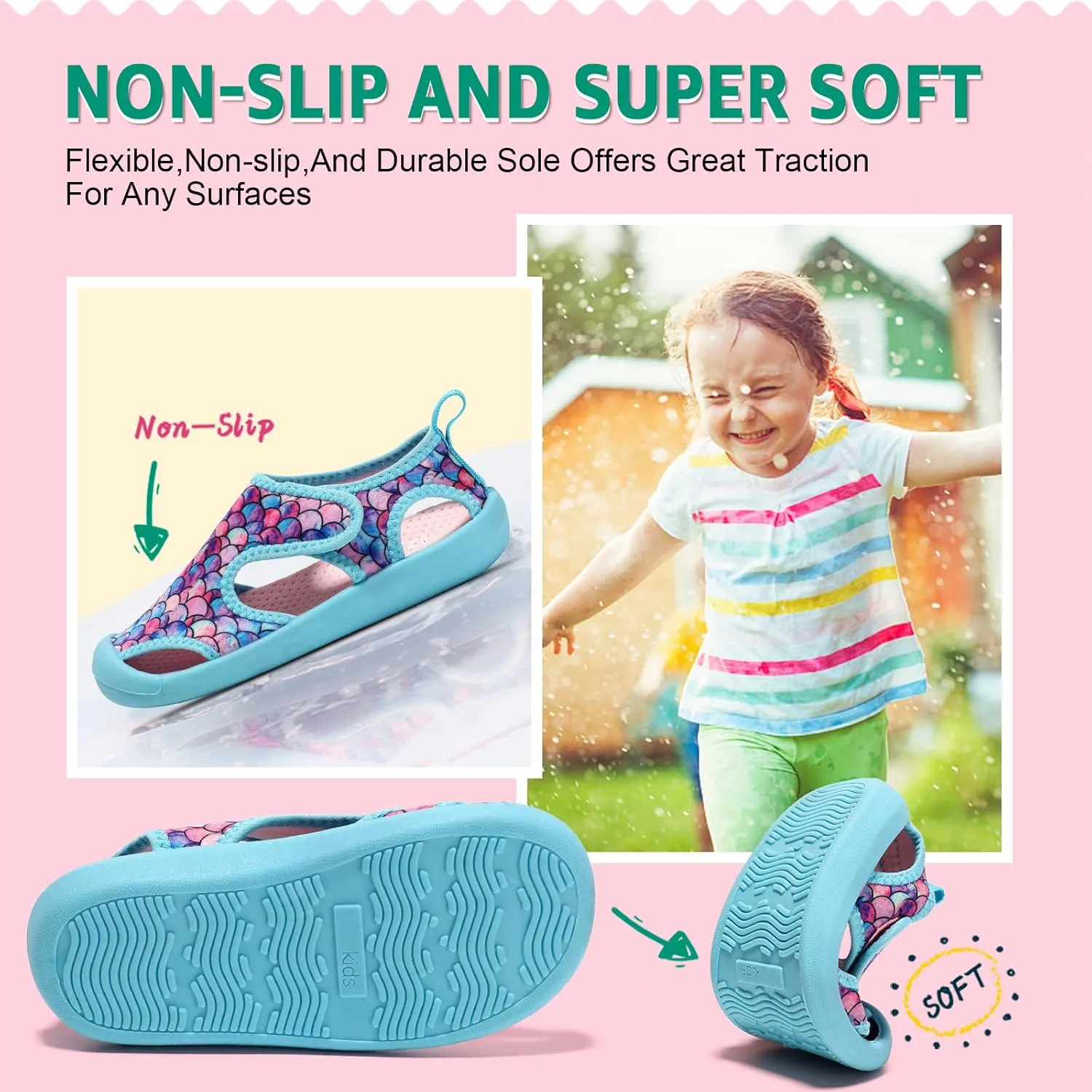 Boys Girls Water Shoes Quick-Dry Cute Beach Swim Pool Shoes