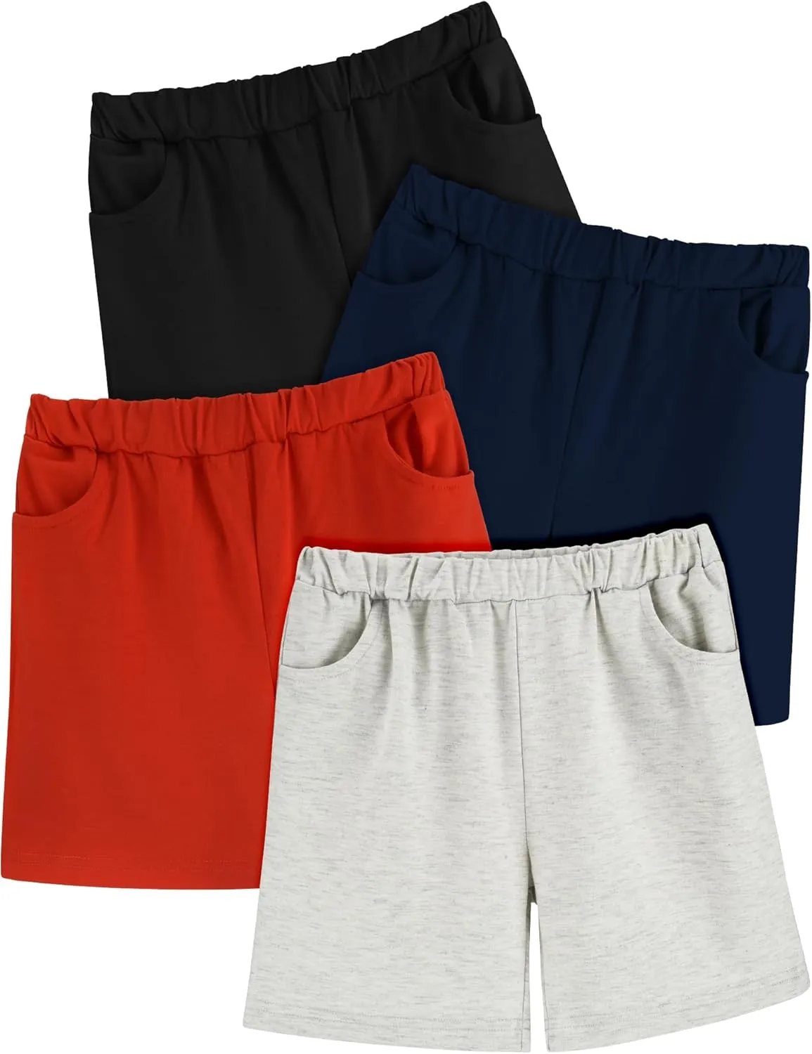 Boys Shorts 4-Pack Toddler Baby Pull on Short Casual Athletic Jogger Elastic Waistband Quick Dry Knit Shorts