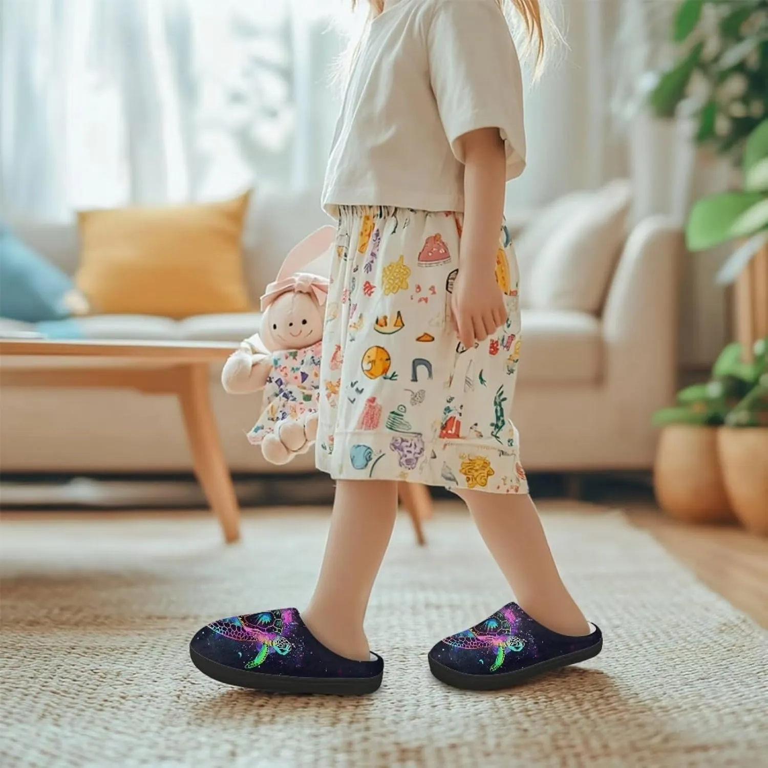 Boys Slippers Winter House Shoes Warm Soft Plush Girls Slip On Bedroom Slippers Indoor Home