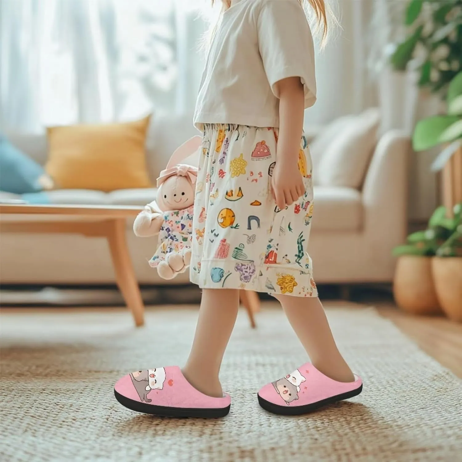 Boys Slippers Winter House Shoes Warm Soft Plush Girls Slip On Bedroom Slippers Indoor Home