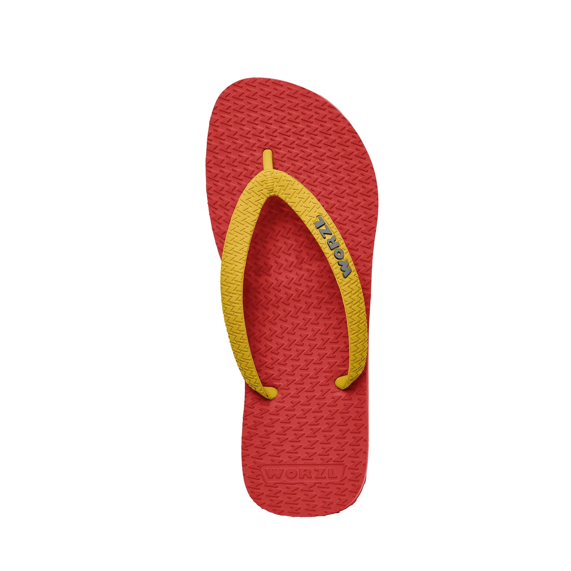 BRIGHT RED - Kids non plastic, biodegradable, rubber flip flops made in the UK.