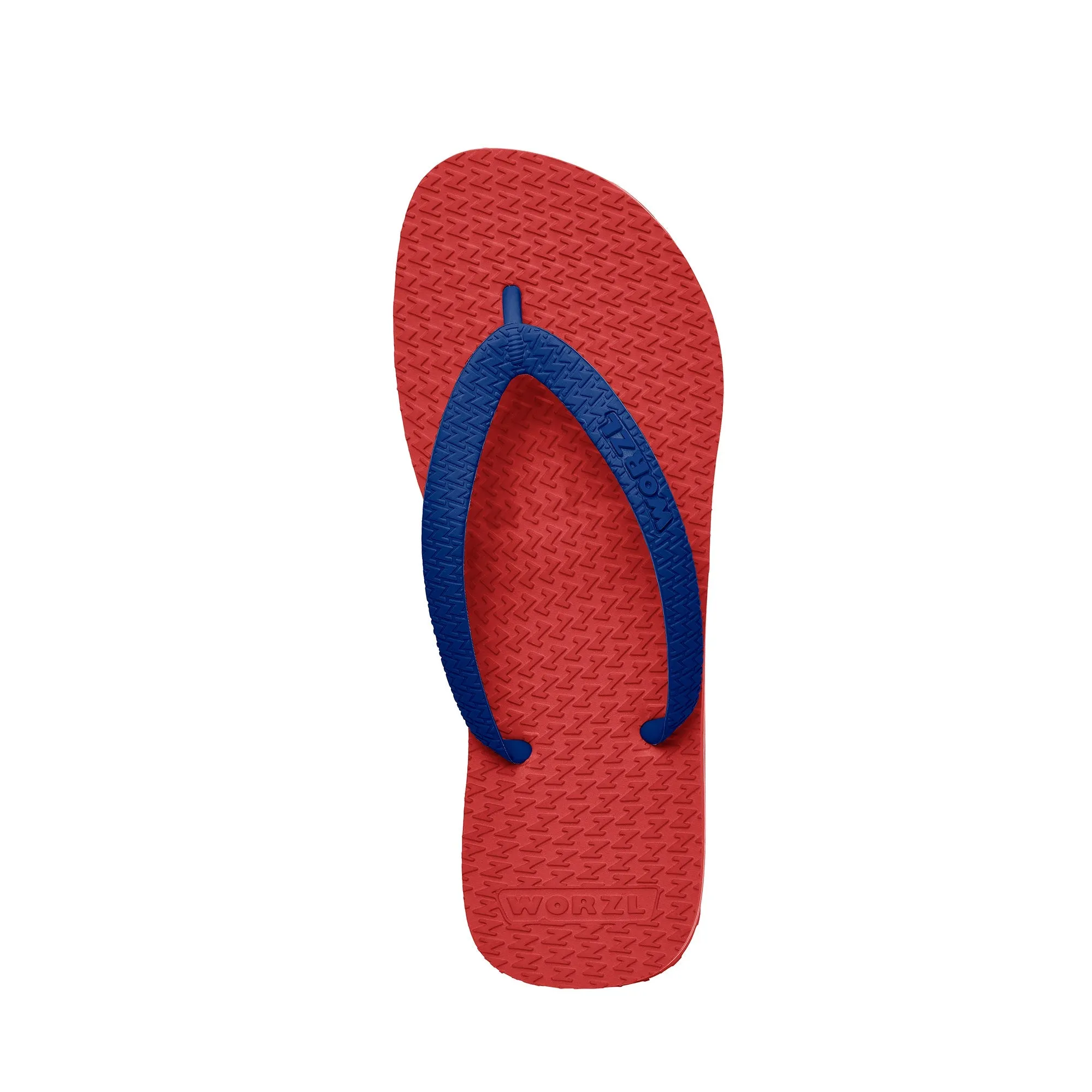 BRIGHT RED - Kids non plastic, biodegradable, rubber flip flops made in the UK.