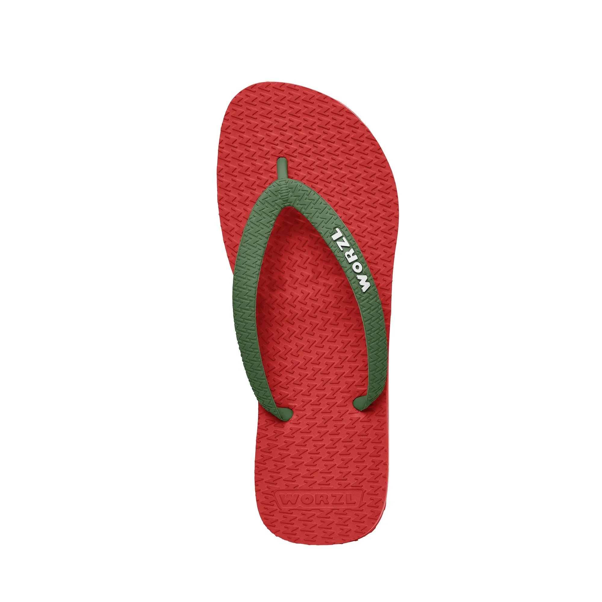 BRIGHT RED - Kids non plastic, biodegradable, rubber flip flops made in the UK.