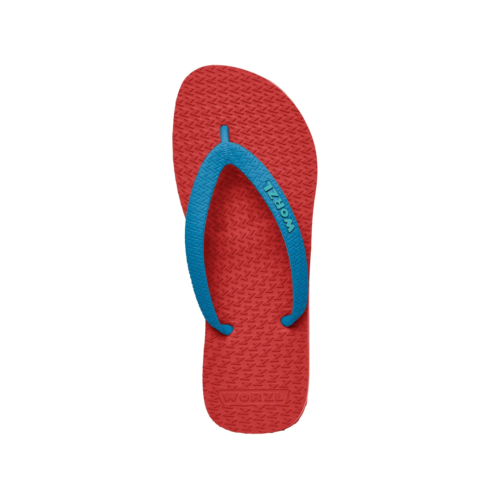 BRIGHT RED - Kids non plastic, biodegradable, rubber flip flops made in the UK.