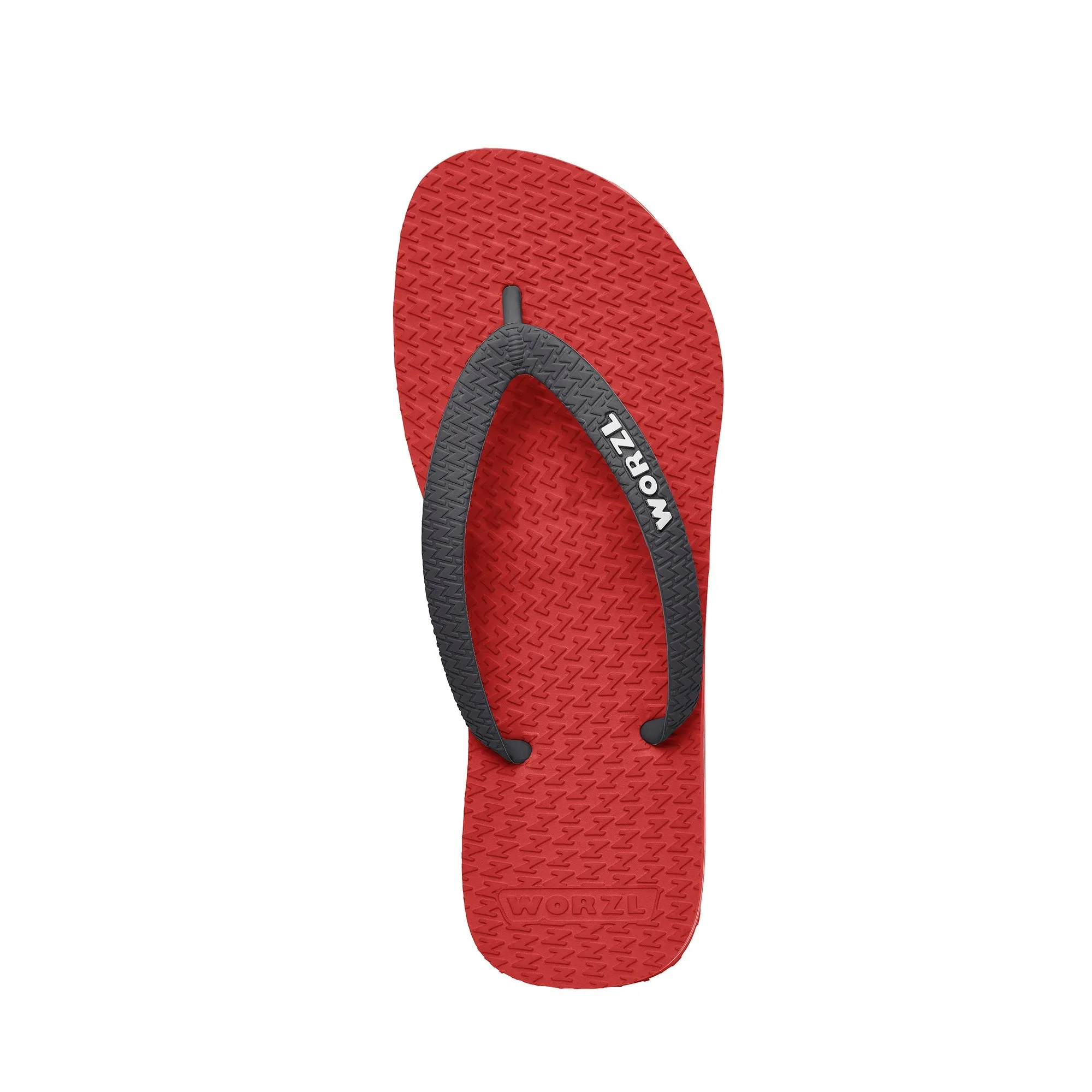 BRIGHT RED - Kids non plastic, biodegradable, rubber flip flops made in the UK.
