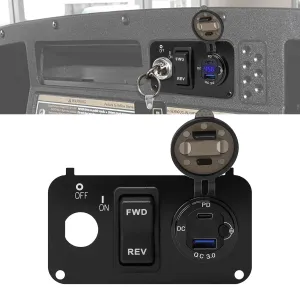 briidea 3 in 1 Multifunctional Integrated Panel with DC 10V-60V QC3.0 and Type-C Dual USB Fast Charger Socket, Forward Reverse Switch, Compatible with EZGO TXT, PDS & Medalist