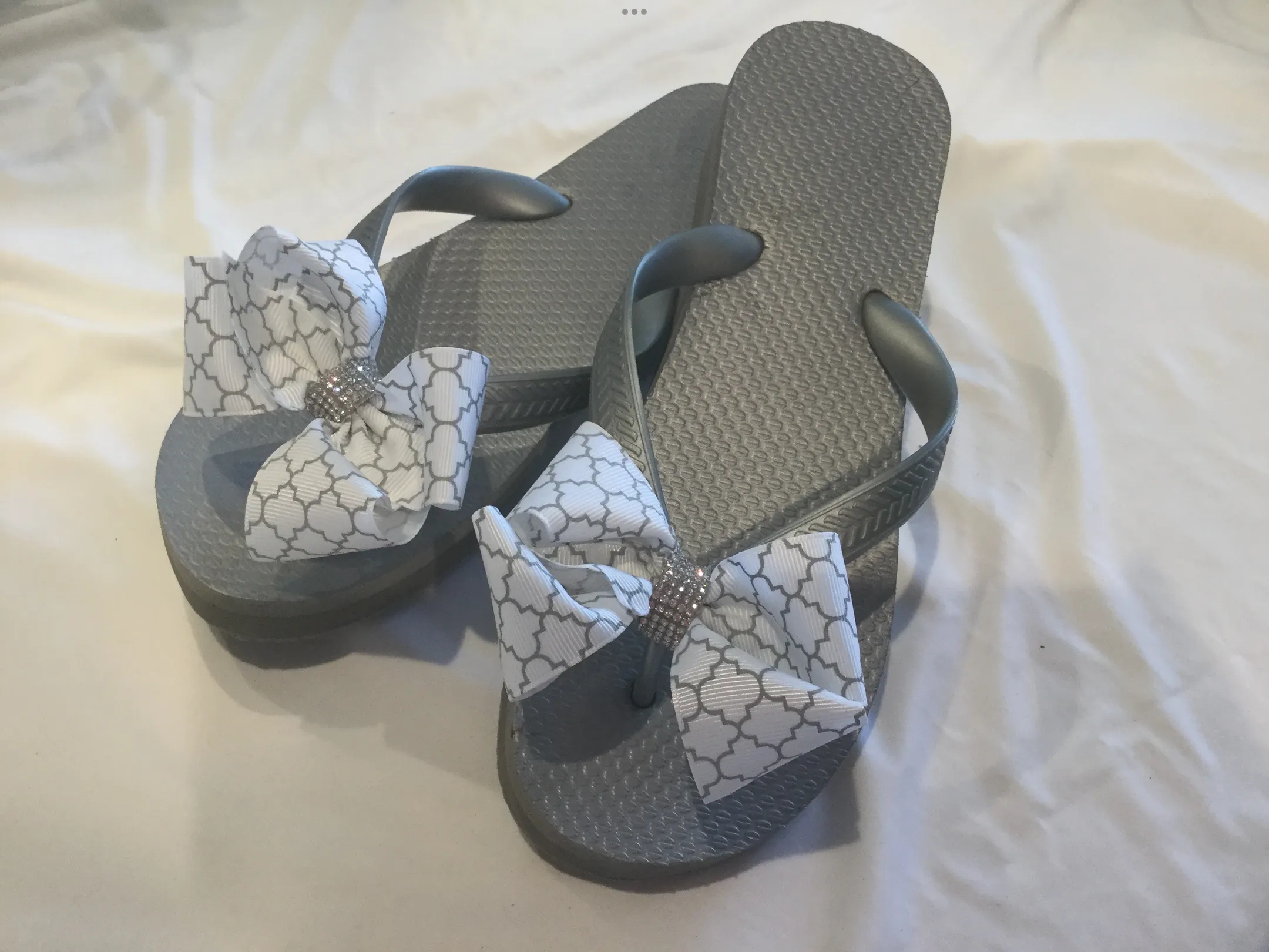 Brown, Silver, Navy Blue and Red Flip Flops