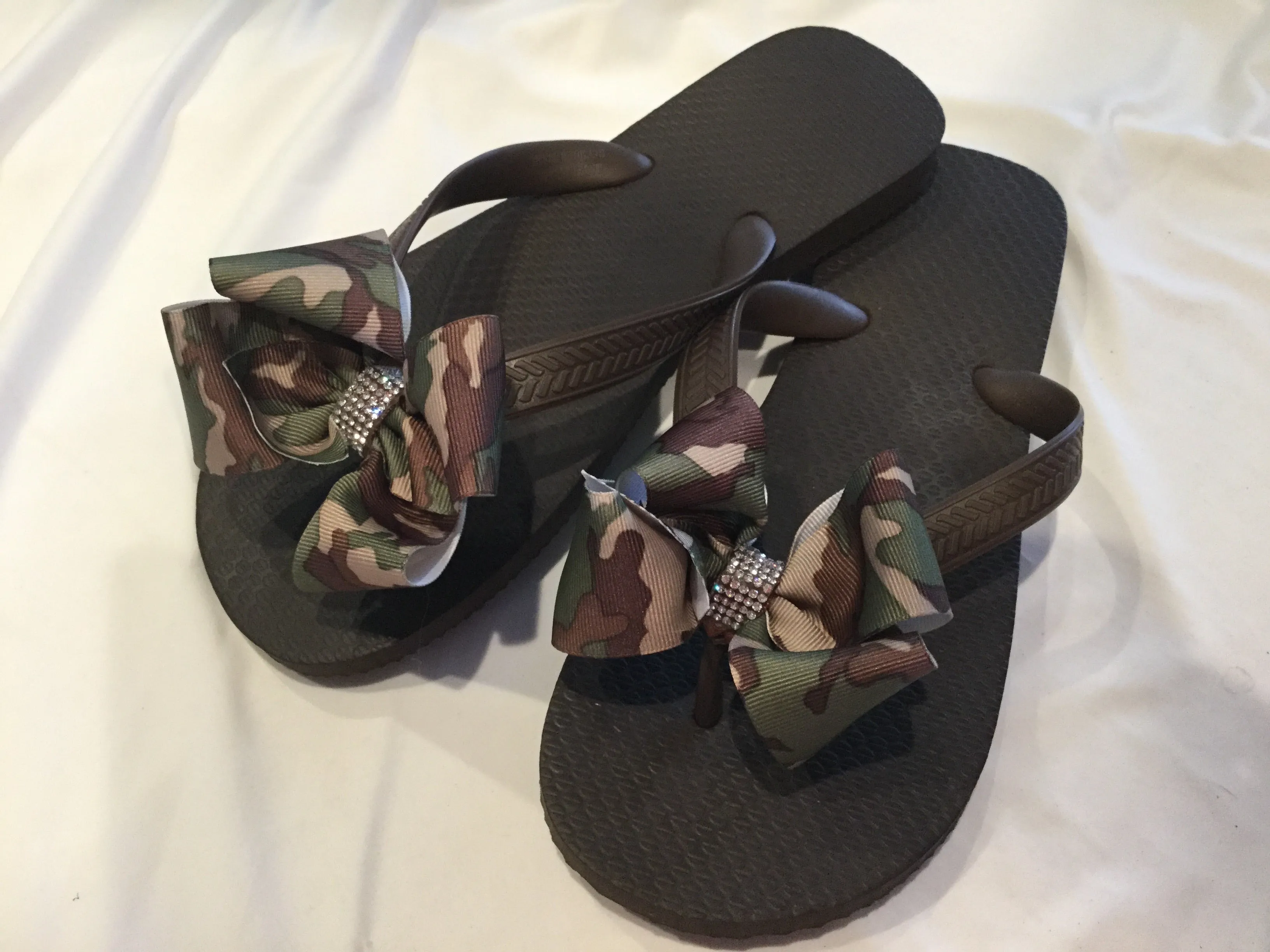 Brown, Silver, Navy Blue and Red Flip Flops
