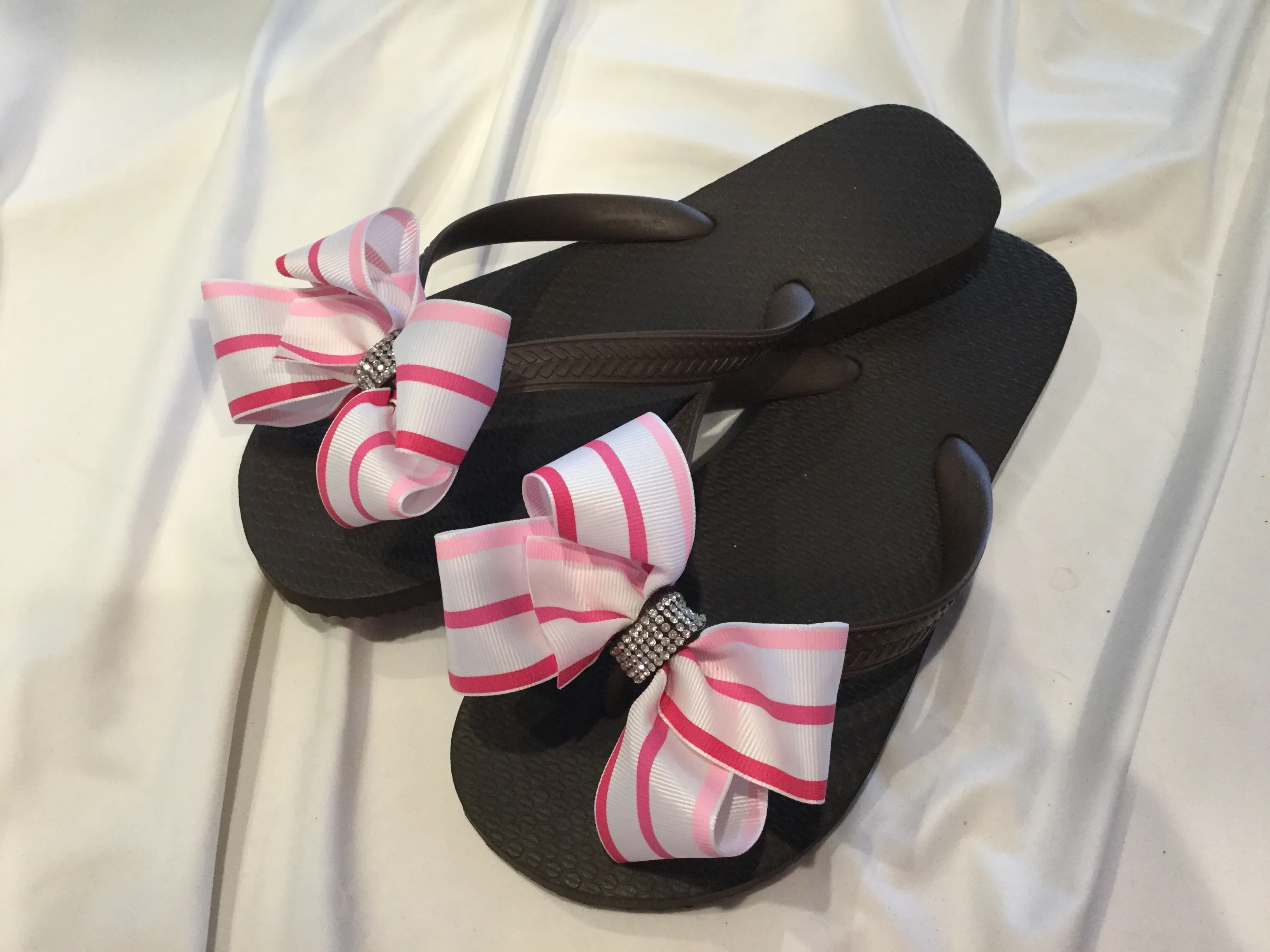 Brown, Silver, Navy Blue and Red Flip Flops
