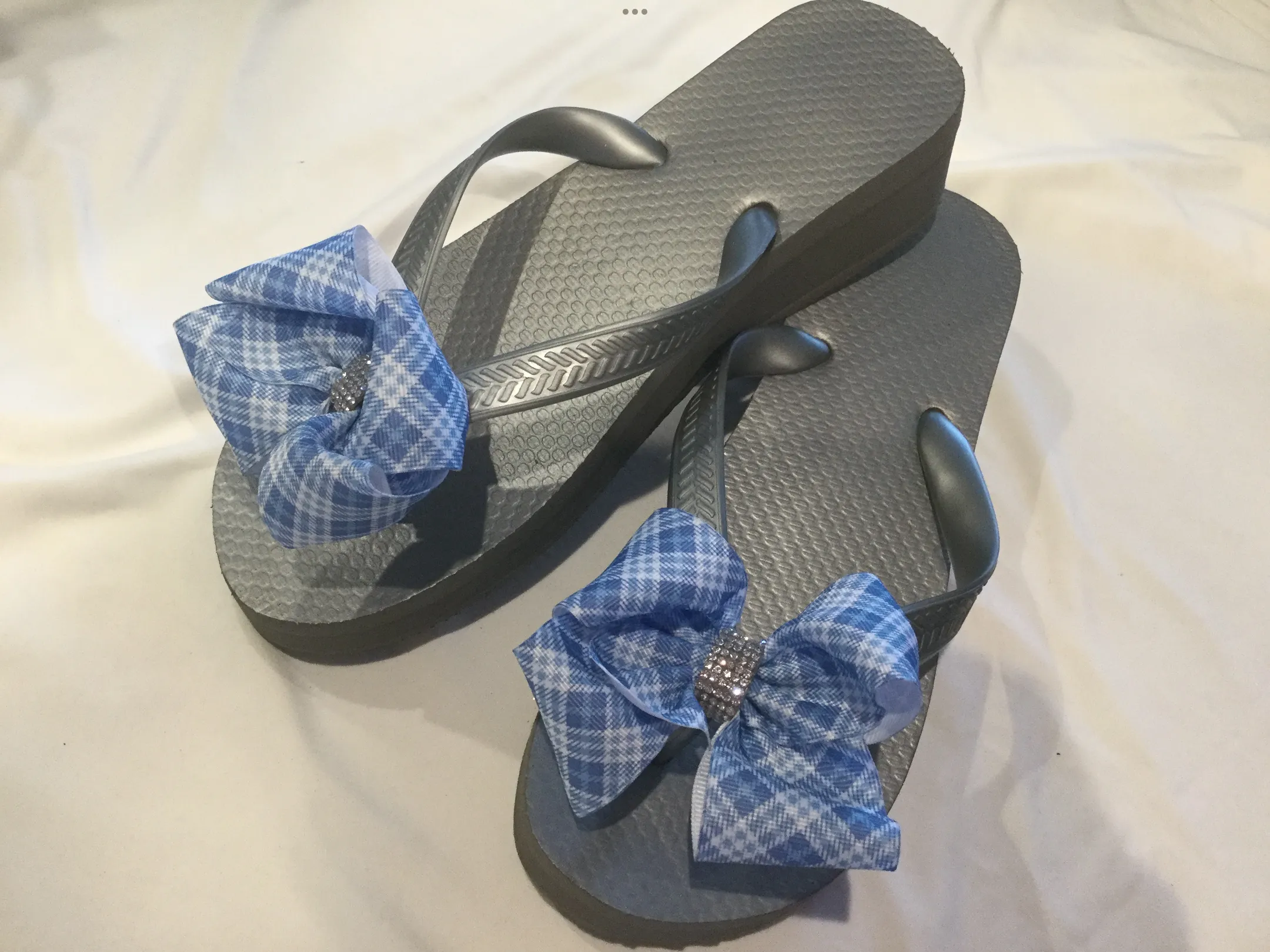 Brown, Silver, Navy Blue and Red Flip Flops