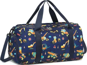 BTOOP Kids Overnight Bag for Boys Small Truck Sports Gym Duffle Bags With Shoe Compartment Toddler Weekender Sleepover Tote for Travel