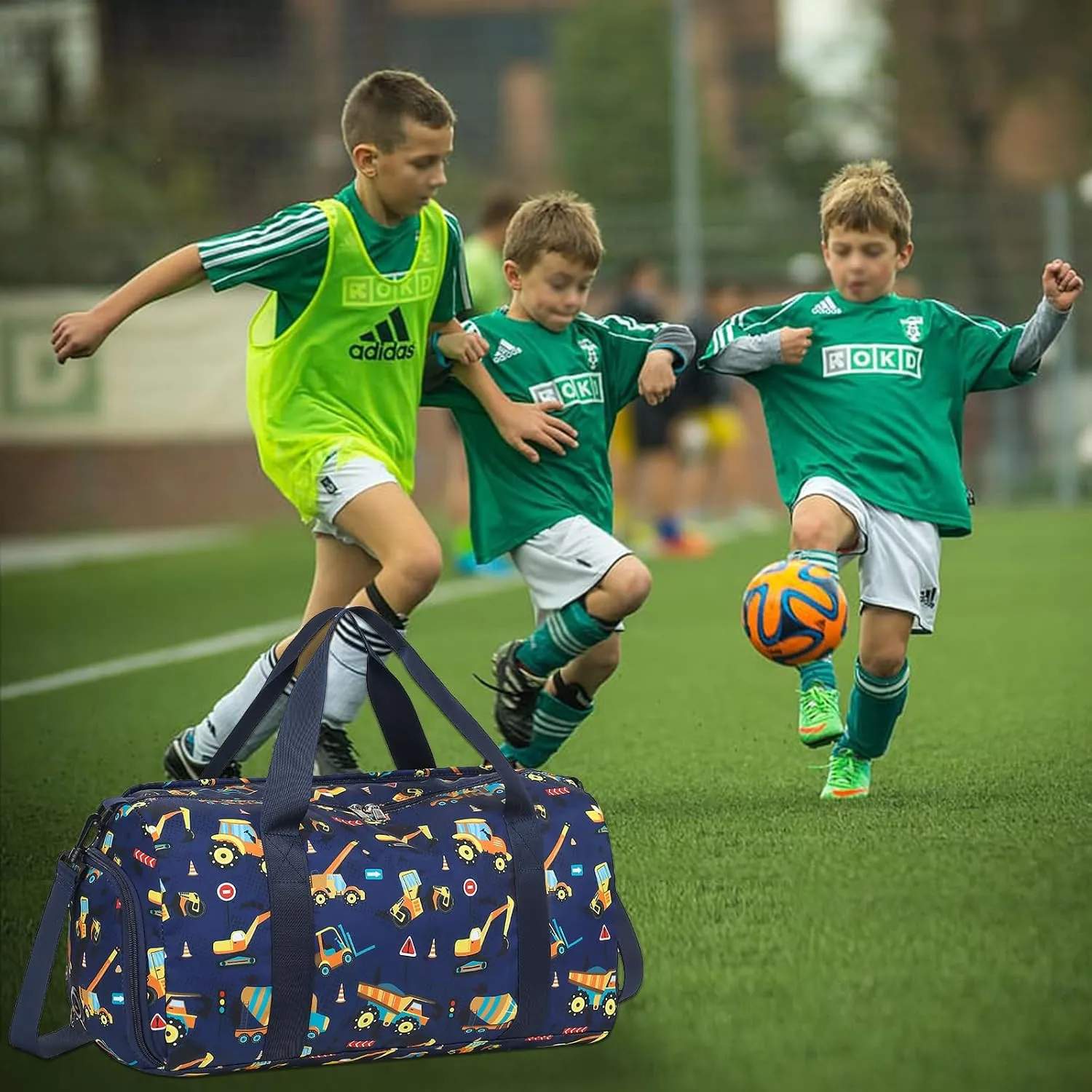 BTOOP Kids Overnight Bag for Boys Small Truck Sports Gym Duffle Bags With Shoe Compartment Toddler Weekender Sleepover Tote for Travel