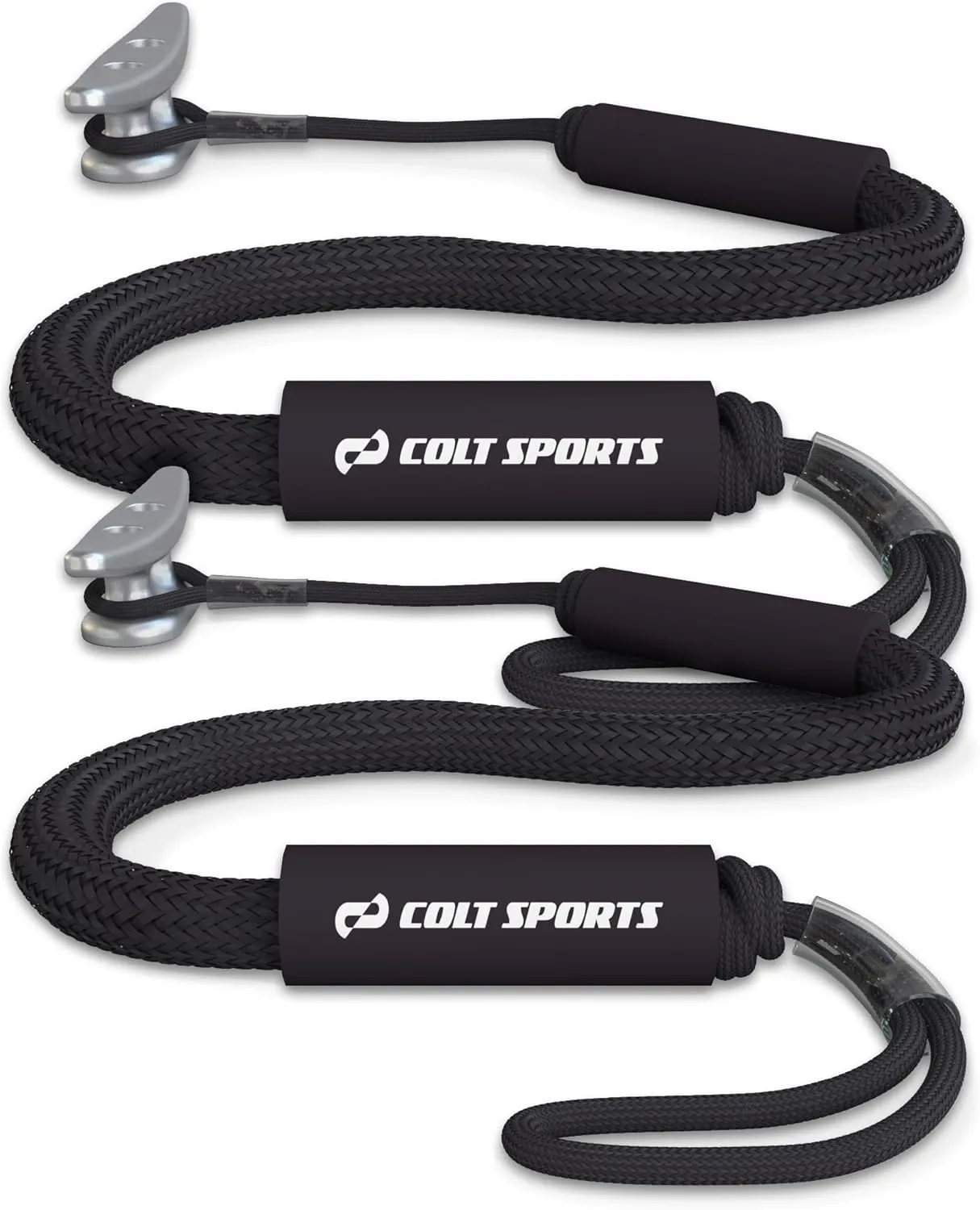 Bungee Dock Lines for Boats, Strong Jet Ski Dock Line, Boat Bungee Dock Lines, Boat Tie Downs for Dock, Boat Tie Off Rope, Mooring Lines for Boats - Boat Accessories (Black, 5FT (2-Pack))