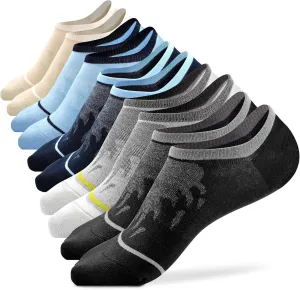 Busy Socks Mens No Show Low Cut Socks Women's Invisible Liner Thin Socks with Non-Slip Heel Grips,Recycled Socks,1/5 Pack