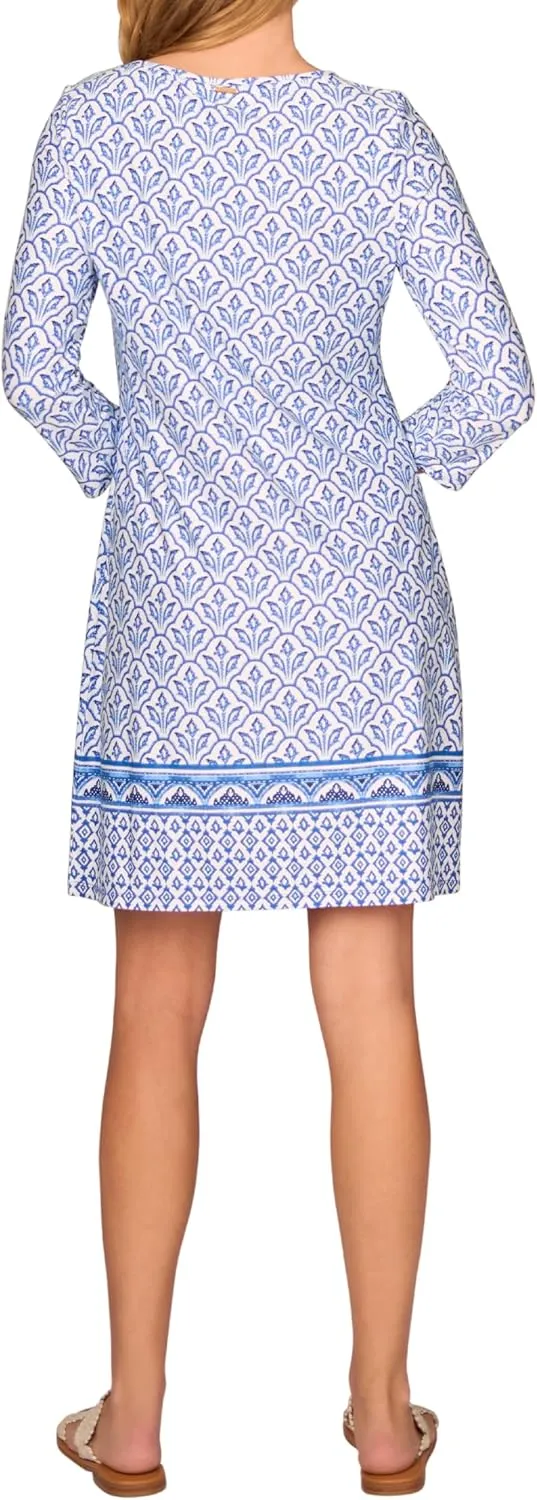 Cabana Life Shift Dress, UPF 50  Sun Protection Casual Dress, Boat Neckline, Quarter Sleeve, Womens Fashion