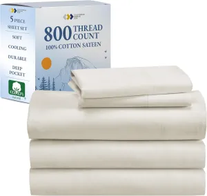 California Design Den Luxury Split King Sheets Sets for Adjustable Bed, Buttery Soft 800 Thread Count Sateen, 100% Cotton Set,Beats Fake Egyptian Claims,Durable Twin XL Fitted Sheets(Creamy Ivory)