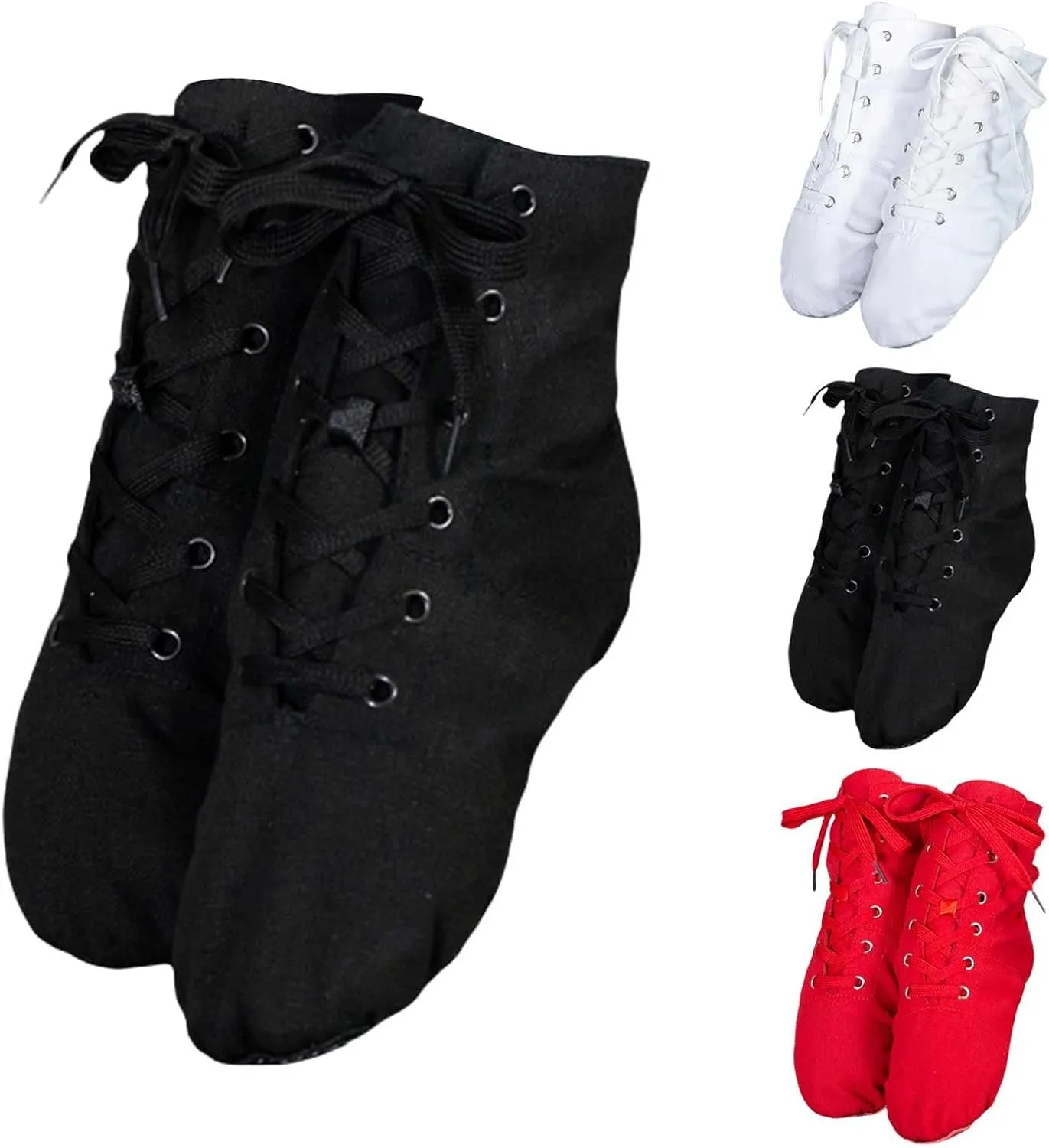 Canvas Lace-up Jazz Dance Boots Soft Soled High Top Ballet Dancing Sneakers for Adult Men Women Kid Girl Jazz