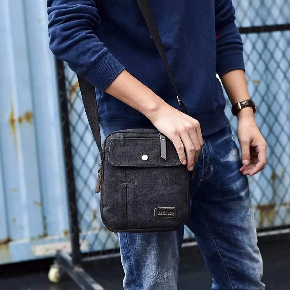 Canvas Small Messenger Bag Shoulder Crossbody Purse Wallet Travel Carry Bag Daily Handbags for Men Women