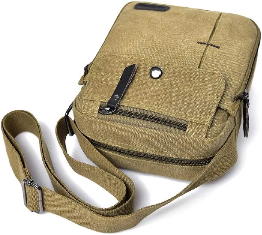 Canvas Small Messenger Bag Shoulder Crossbody Purse Wallet Travel Carry Bag Daily Handbags for Men Women