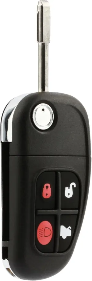 Car Key Fob Keyless Entry Remote Flip fits 2001 2002 2003 2004 2005 2006 2007 2008 Jaguar S-Type, X-Type, XJ8 (NHVWB1U241)