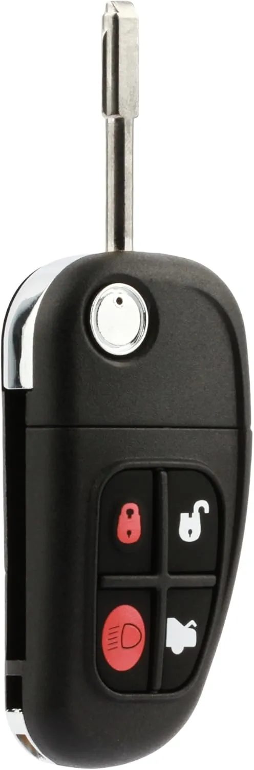 Car Key Fob Keyless Entry Remote Flip fits 2001 2002 2003 2004 2005 2006 2007 2008 Jaguar S-Type, X-Type, XJ8 (NHVWB1U241)