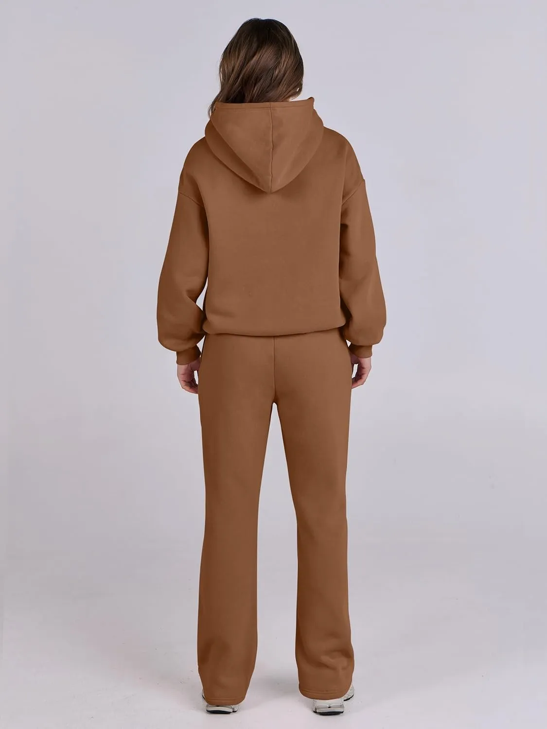 Caracilia Women's 2 Piece Outfits Sweatsuit Sets Oversized Hoodies Wide Leg Sweatpant Tracksuit 2024 Fall Matching Lounge Set