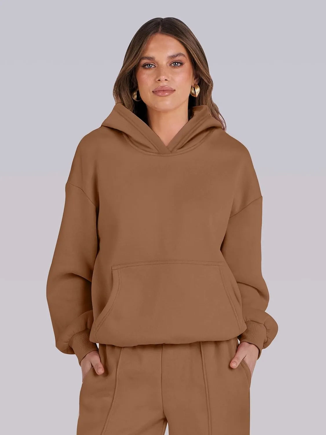 Caracilia Women's 2 Piece Outfits Sweatsuit Sets Oversized Hoodies Wide Leg Sweatpant Tracksuit 2024 Fall Matching Lounge Set