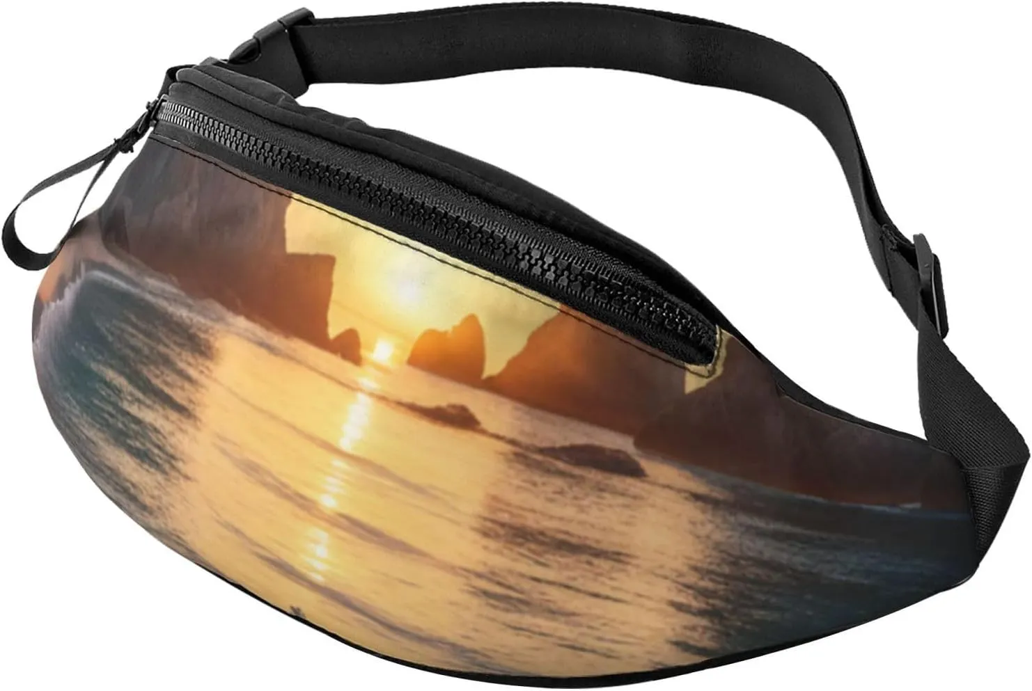 Casual Boat Beach Sunrise Time Nautical Printed Fanny Pack,Crossbody Fanny packs for women Men Waist Bag for Running Travel