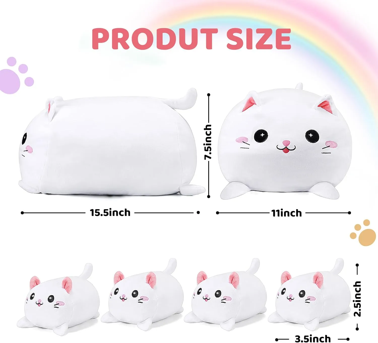 Cat Plush Cute Cat Stuffed Animal with 4 Baby Soft Pillow Birthday Gift for Girls Boys Kids Decor