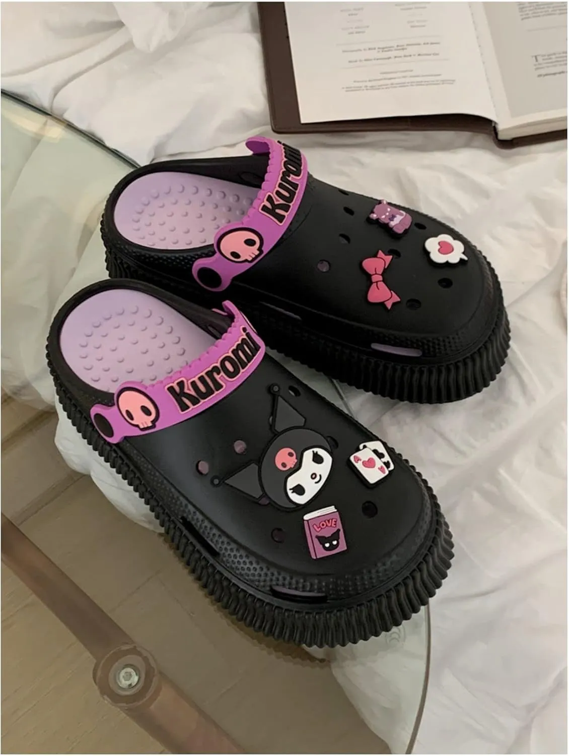 CEINOM Cute Cartoon Slippers Kuromi Kawaii Slippers for Women Cloud Slides indoor Outdoor Soft Comfy Anti-Slip garden Shoes