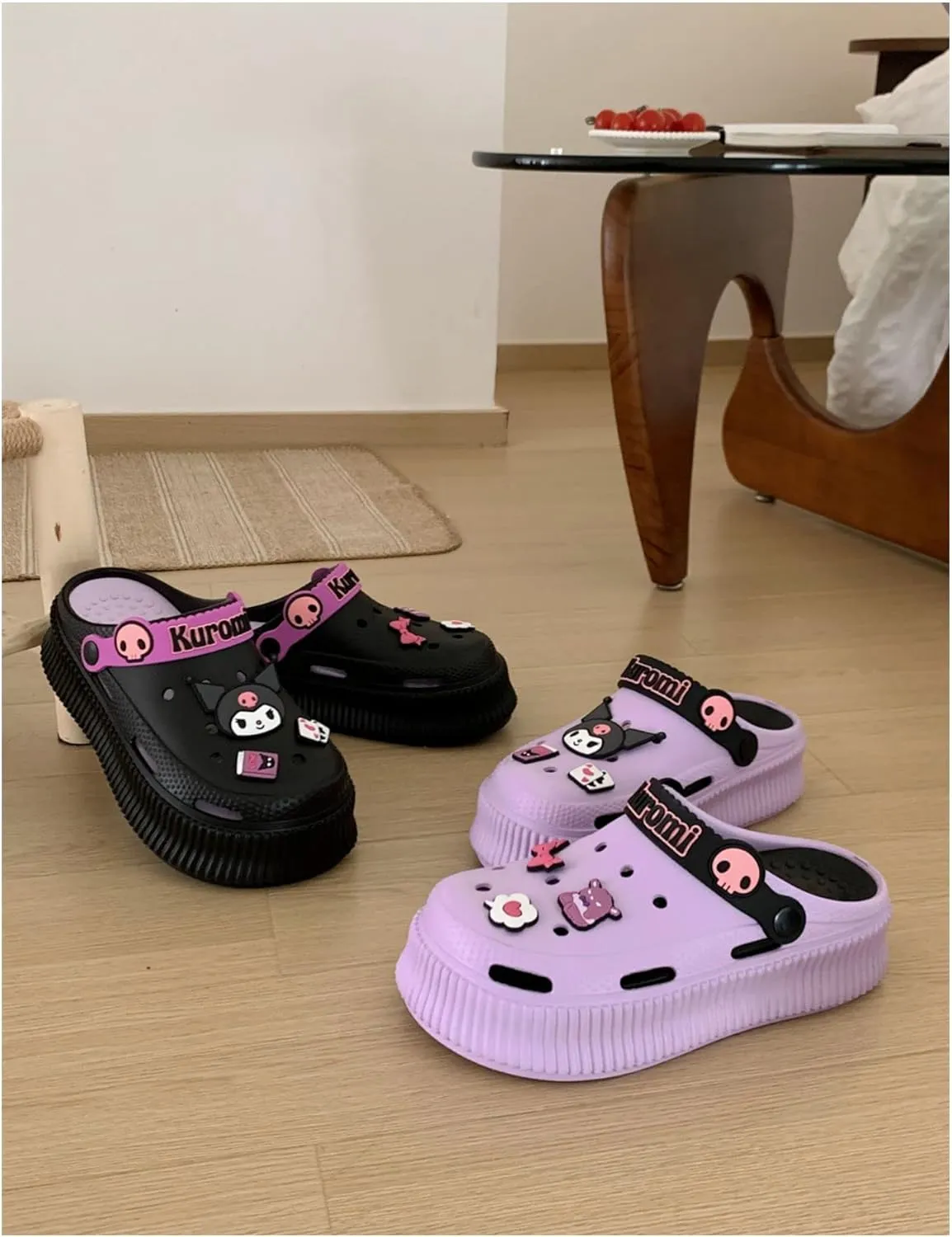 CEINOM Cute Cartoon Slippers Kuromi Kawaii Slippers for Women Cloud Slides indoor Outdoor Soft Comfy Anti-Slip garden Shoes