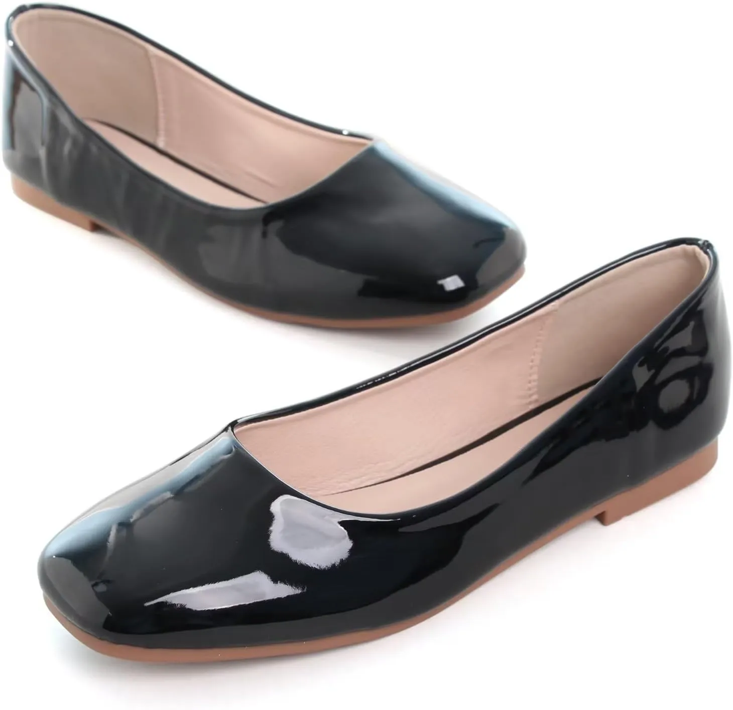 ChaiRong Zhou Women Square Toe Ballets Flats Comfort Slip On Walking Shoes for Driving