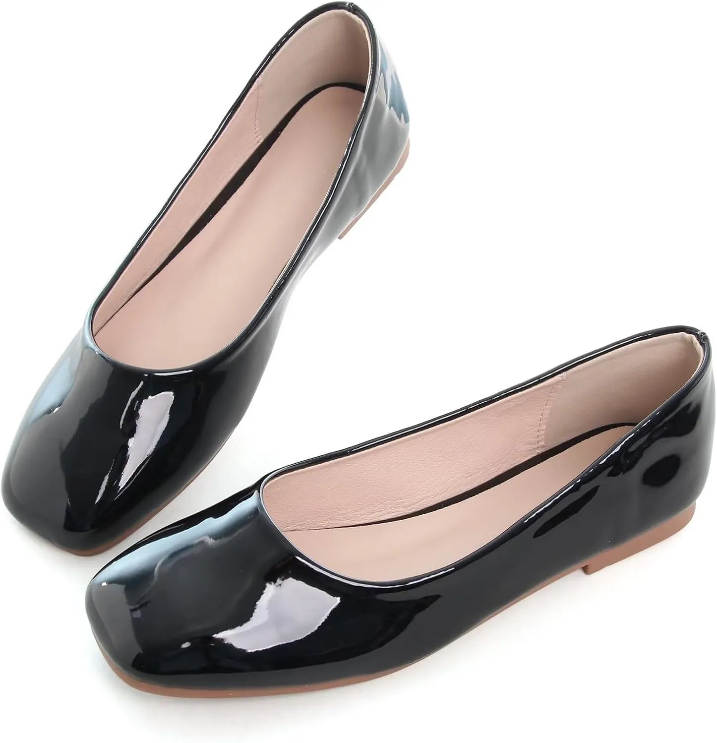 ChaiRong Zhou Women Square Toe Ballets Flats Comfort Slip On Walking Shoes for Driving