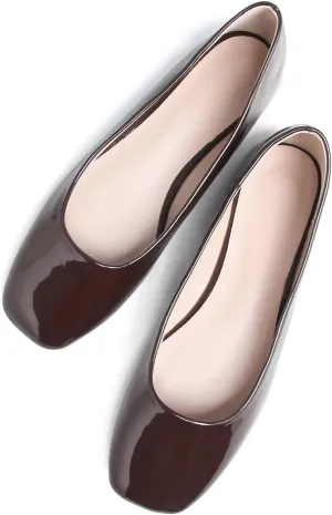 ChaiRong Zhou Women Square Toe Ballets Flats Comfort Slip On Walking Shoes for Driving