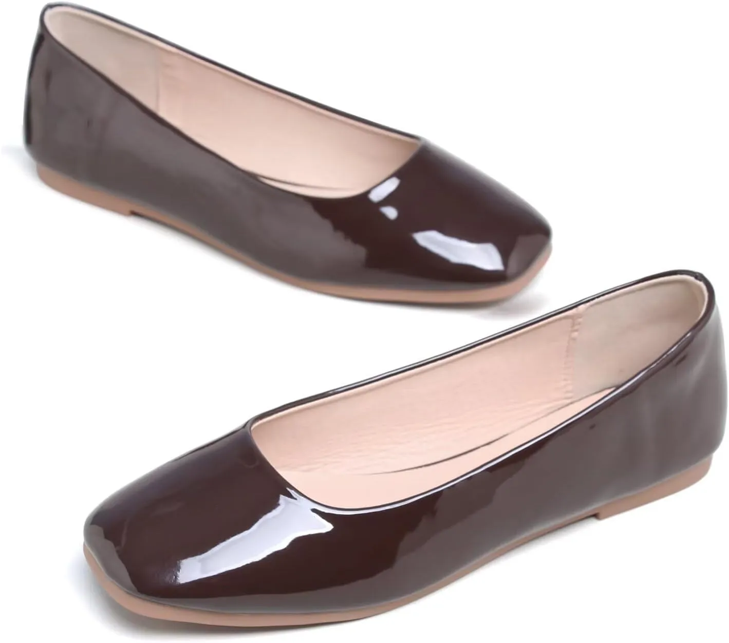 ChaiRong Zhou Women Square Toe Ballets Flats Comfort Slip On Walking Shoes for Driving
