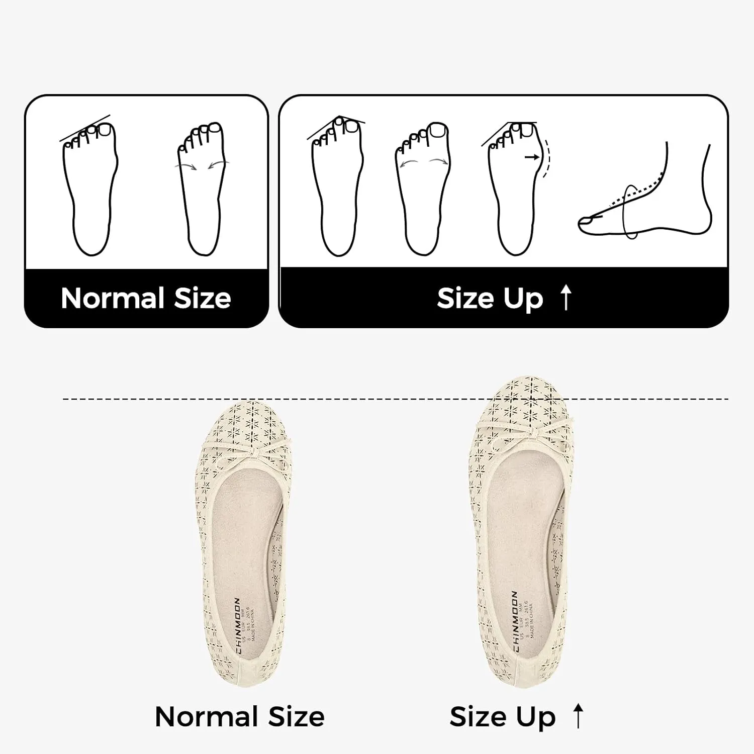 CHIN·MOON Women's Slip-Ons Ballet Flats Comfortable Lightweight Casual Dress Shoes