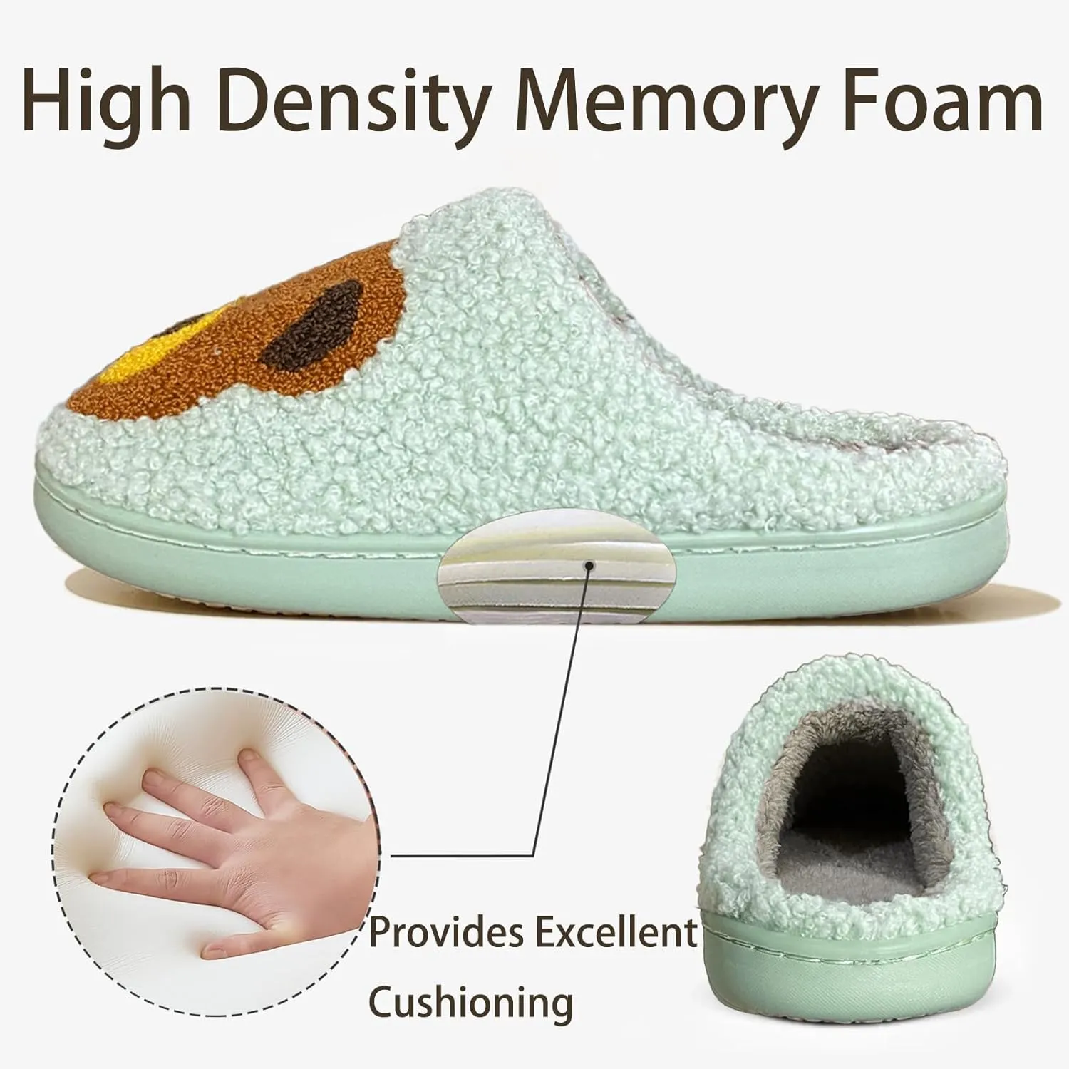 Christmas Slippers Reindeer Slippers for Women and Men Holiday Halloween Slippers Indoor Bedroom Fluffy Warm Fleece Slippers Winter Soft Cozy Home Non-Slip Soft Plush Slip-on Wool Lined House Shoes
