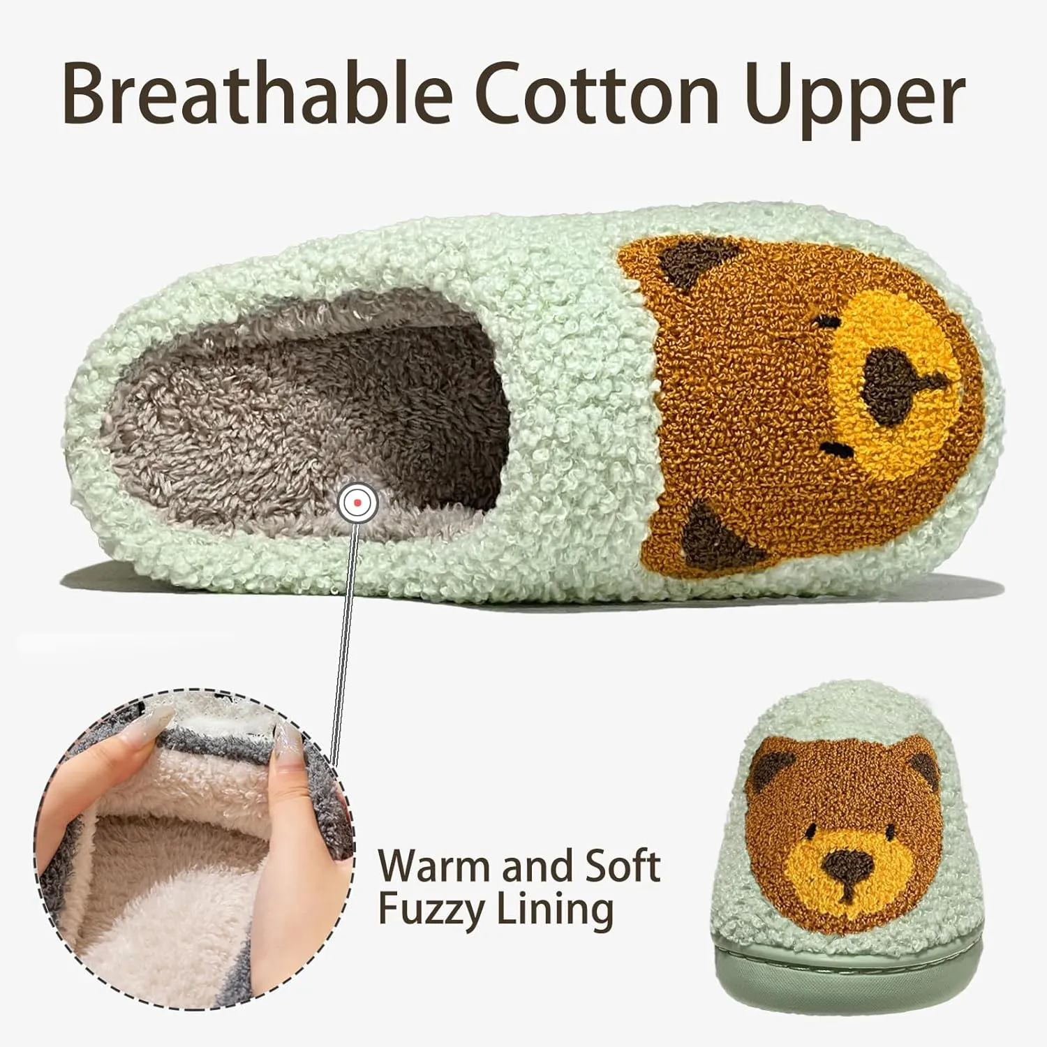 Christmas Slippers Reindeer Slippers for Women and Men Holiday Halloween Slippers Indoor Bedroom Fluffy Warm Fleece Slippers Winter Soft Cozy Home Non-Slip Soft Plush Slip-on Wool Lined House Shoes